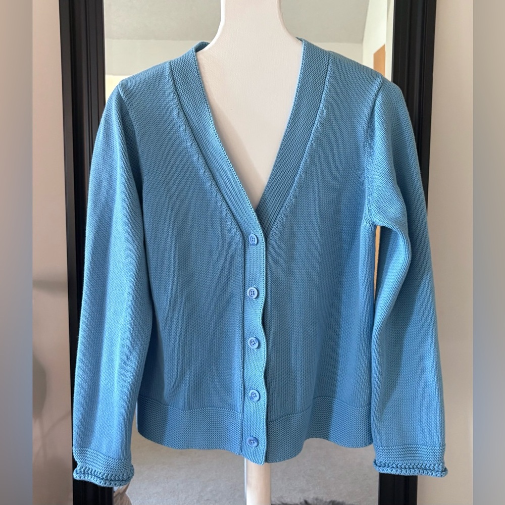 ORVIS Blue Long Sleeve Cardigan Sweater